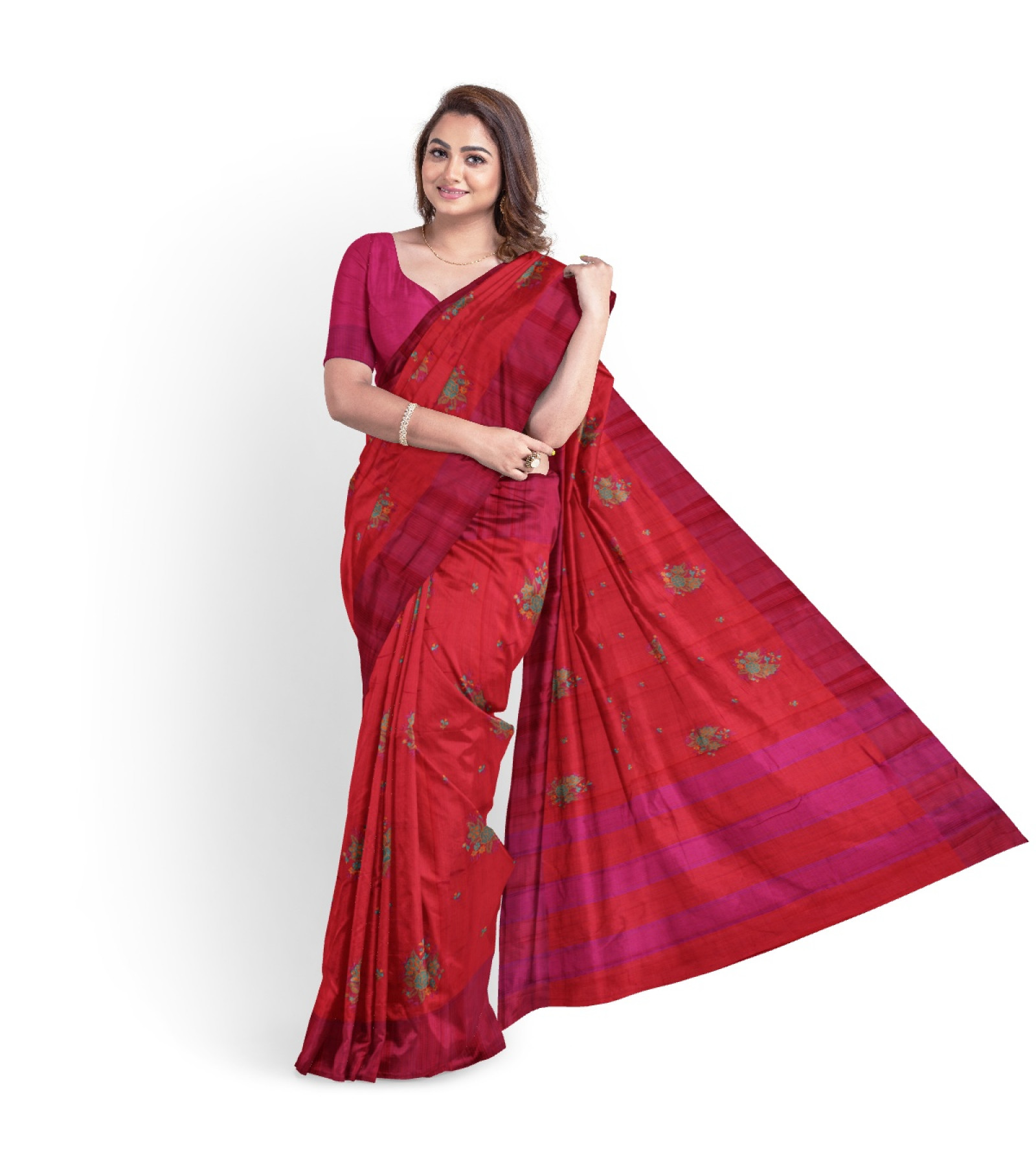 Exclusive Banaras Tissue Silk Saree in the Shades of Firebrick by Abaranji 